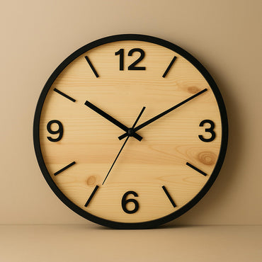 Puidust seinakell musta raamiga, minimalistlik disain