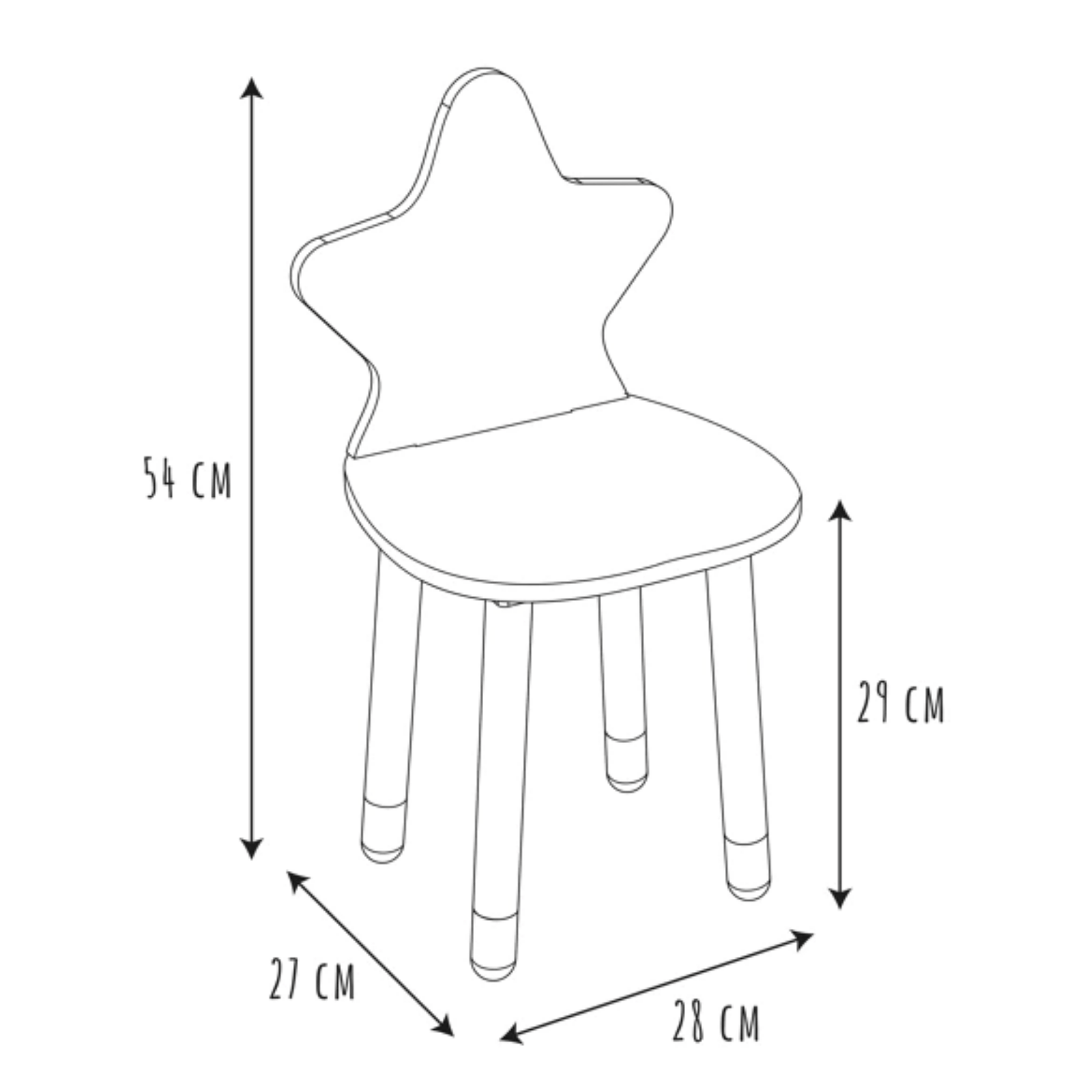 Laste tool Täht valge – stabiilne männipuidust lastetool lastetuppa