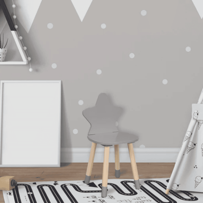 Helehalli värvi puidust laste tool Täht – tähekujulise seljatoega