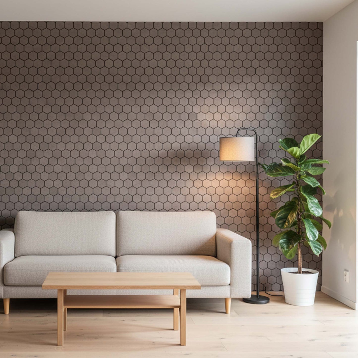 Mitme pähkli kuusnurkse paneeli kombinatsioon, 4 mm vahed ja 3D efekt