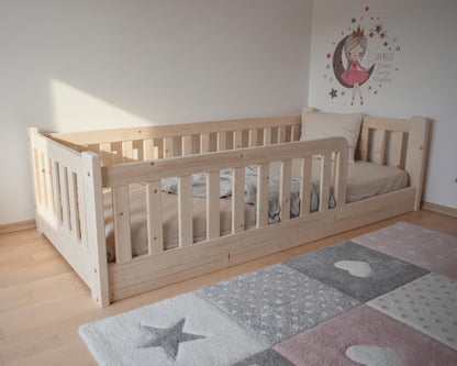 Lastetoa põrandavoodi 14 cm tugeva raamiga - täispuidust