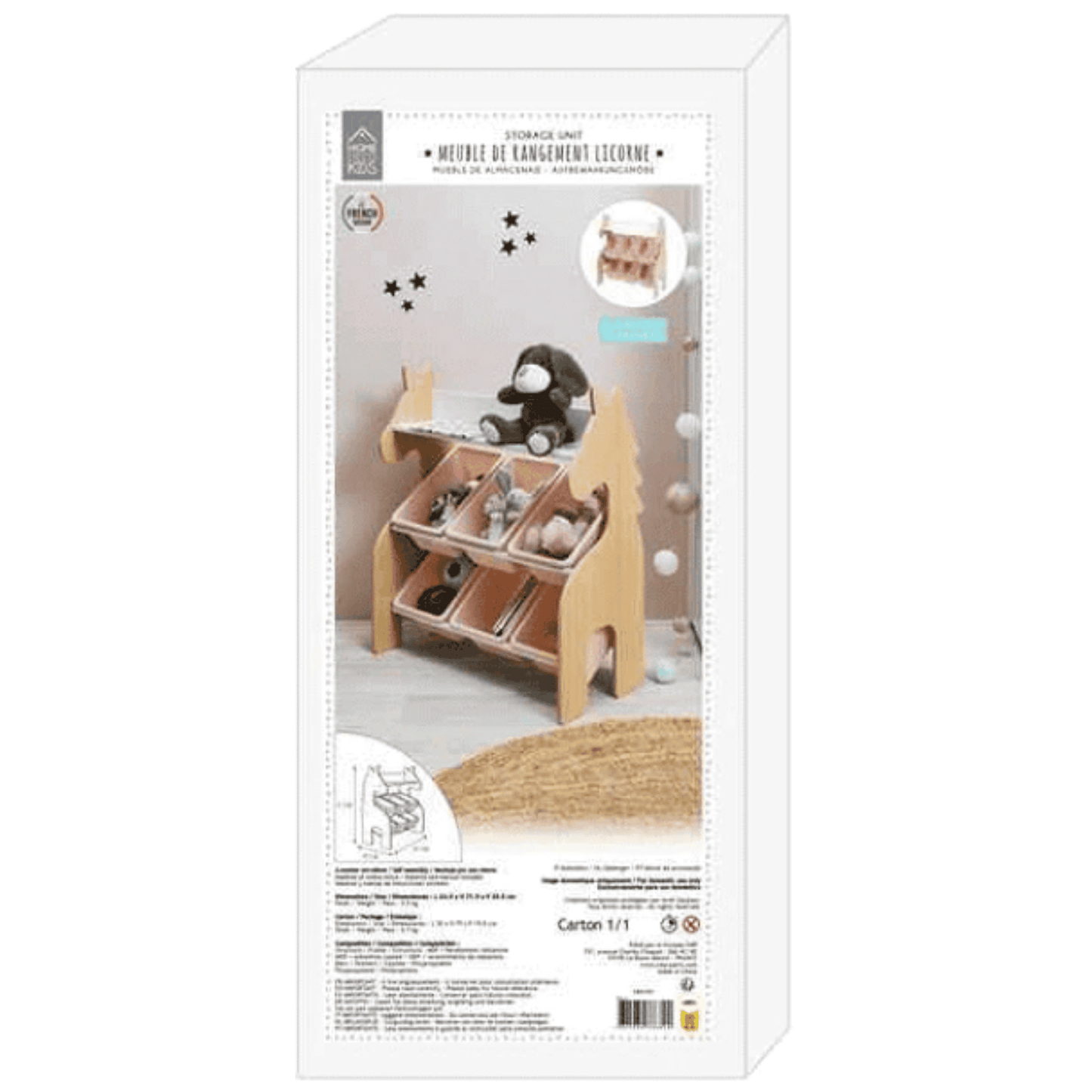 Puidust ükssarviku hoiukapp 6 kastiga