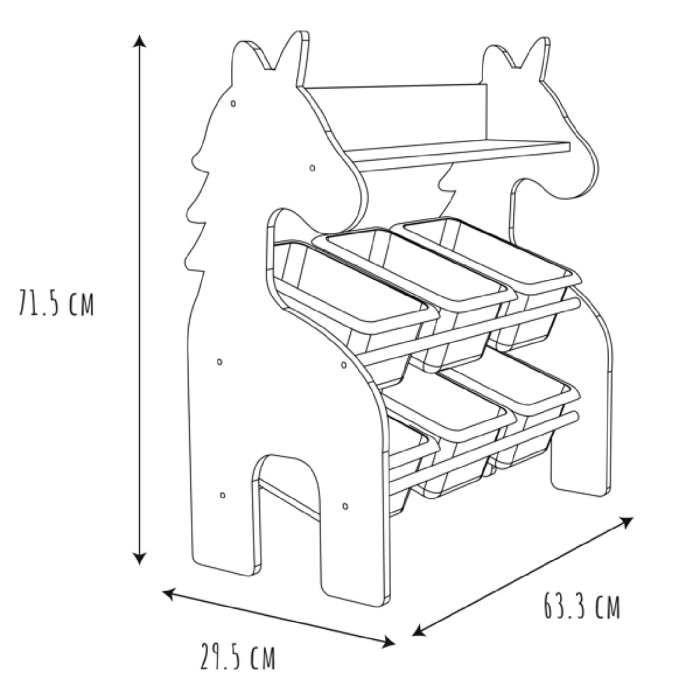 Puidust ükssarviku hoiukapp 6 kastiga