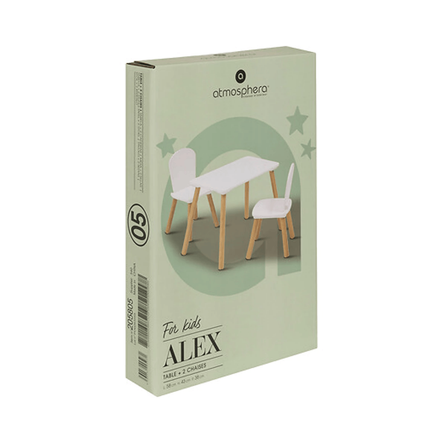 Valge puidust lastelaud + 2 tooli